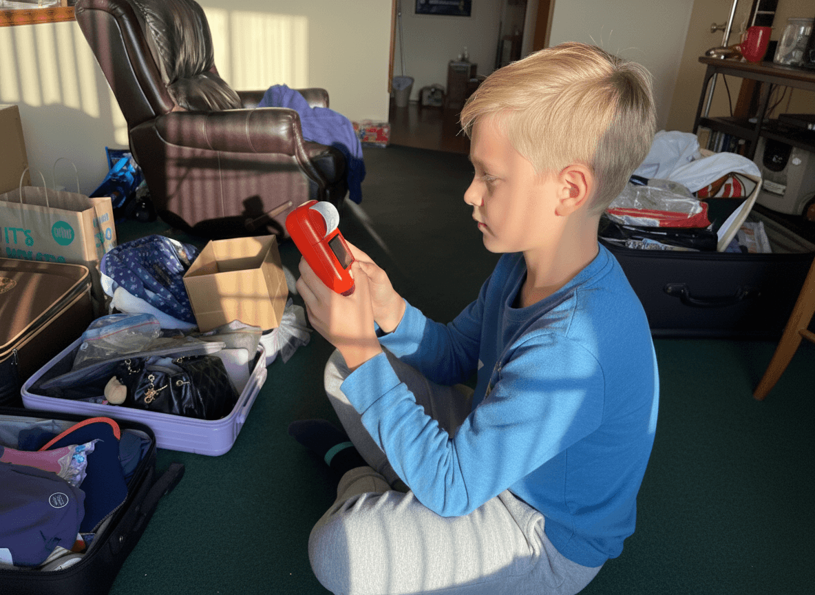 Kid using Say & Stick device